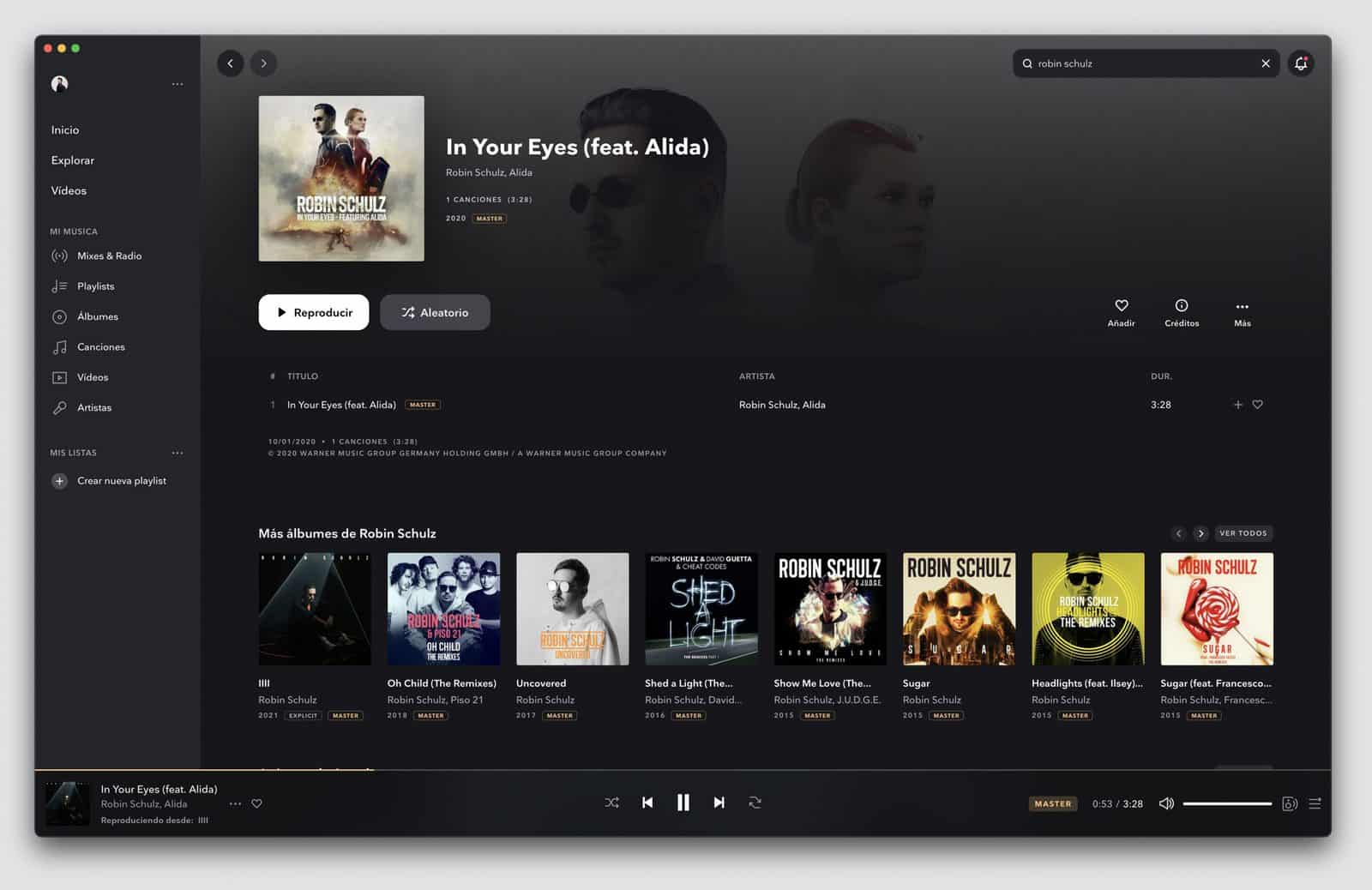 La interface de TIDAL en ordenadores resulta sencilla de entender