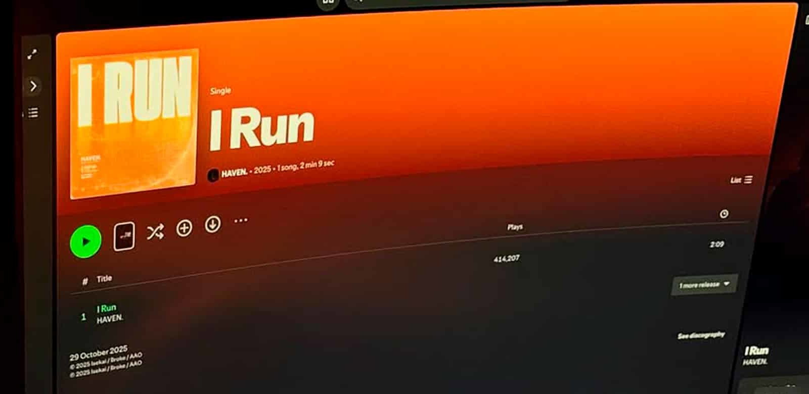 HAVEN. I Run, el éxito viral que fue retirado de Spotify